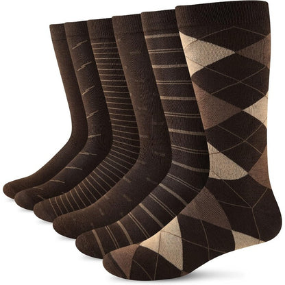 5/6 Pairs Formal Socks With Diamond Patterned Jacquard Embroidery, Business White-collar Sweat Absorbing Socks, Retro British Style, Autumn And Winter