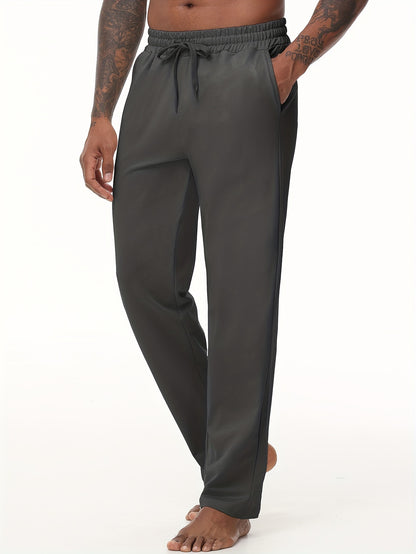 EXARUS Men'S Yoga Sweatpants Set - 2pcs, Athletic Lounge Pants with Open Bottom Straight Leg And Pockets