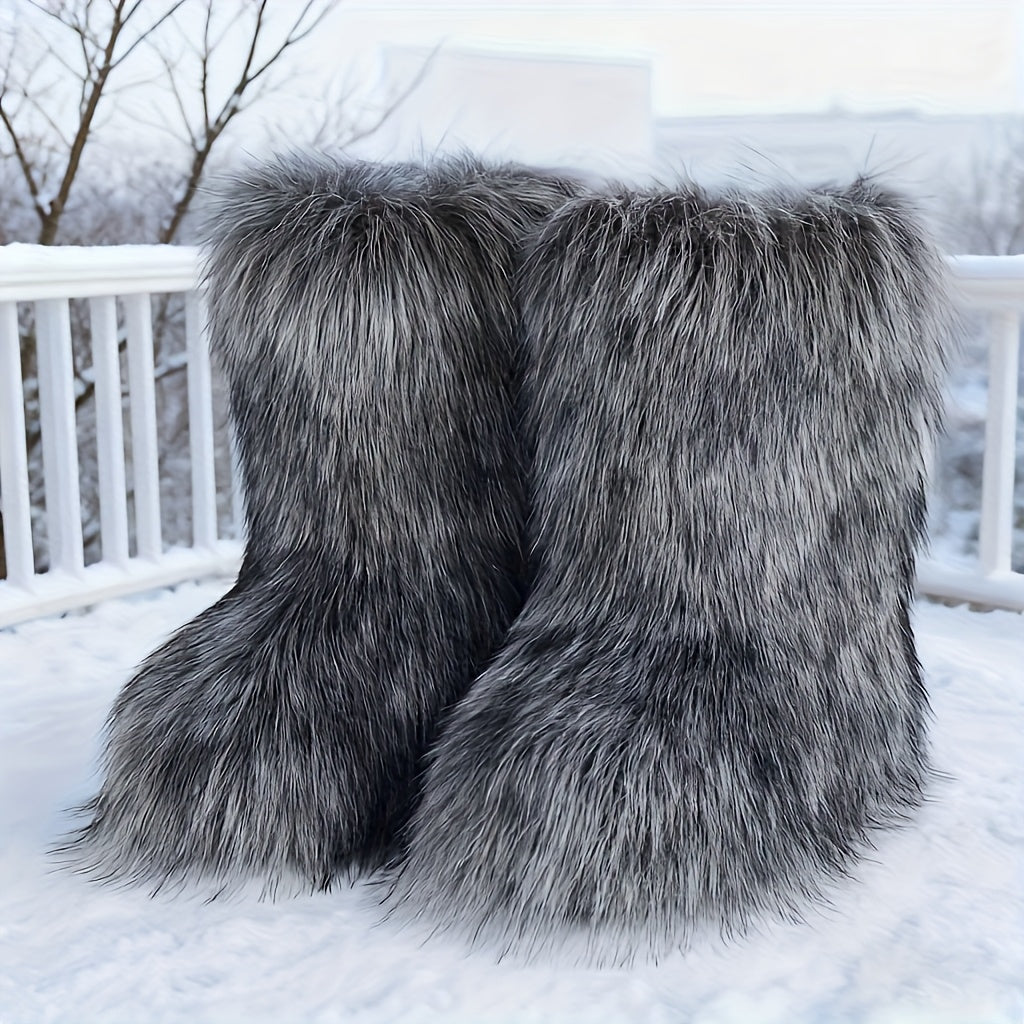 Women'S Fashion Boots: Fluffy, Trendy, Warm, Fluffy Mid-Calf Winter Boots, Stylish, Unique, Cute, Halloween And Christmas Gifts