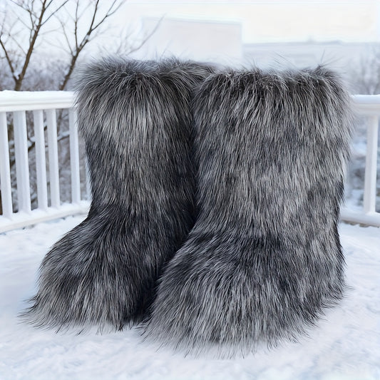 Women'S Fashion Boots: Fluffy, Trendy, Warm, Fluffy Mid-Calf Winter Boots, Stylish, Unique, Cute, Halloween And Christmas Gifts
