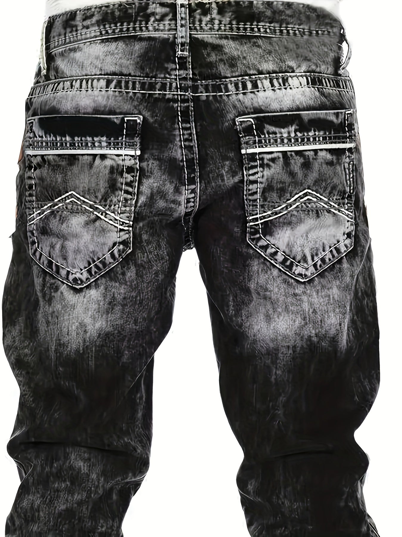 2026 American Snowflake Washed Men's Jeans, Fashionable and Versatile Straight Pants, Elastic Jeans Suitable for All Seasons, Game Day Fan Gear for Soccer and All Fans