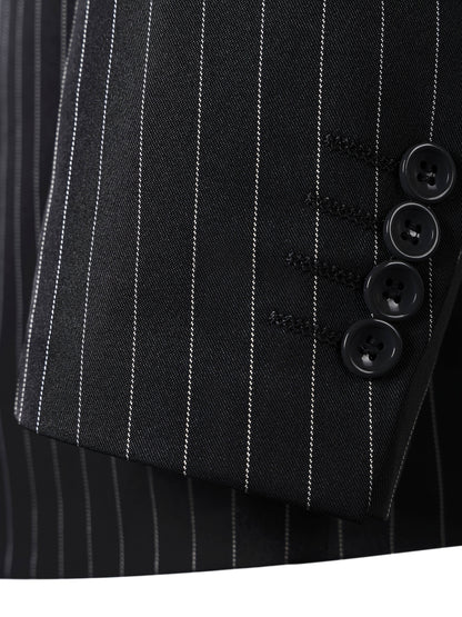 [New Men's 3pcs Suits] 3pcs New Men's Suits - Vertical Striped Suit Jackets, Vests, Pants - Two-button, Suitable for Weddings, Business Banquets, Parties, Daily Wear Valentines Gifts for Men