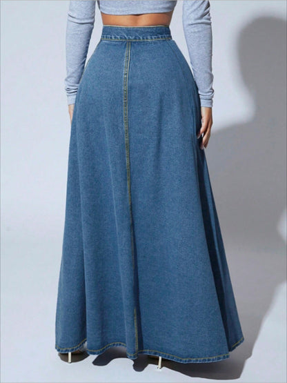 Women's Dark Blue Denim Skirt - product view 13