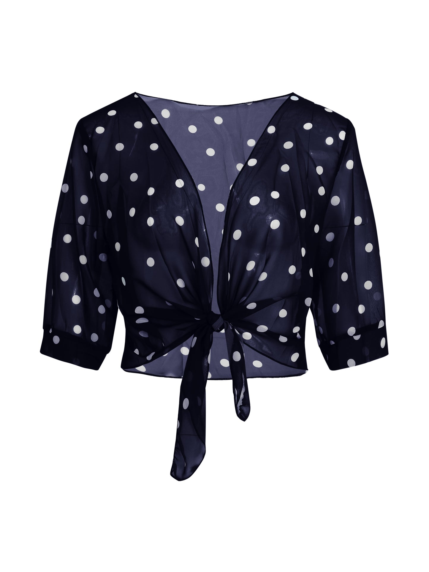 Chiffon Blouse with Polka-Dot Design, Stylish Short-Sleeve Crop Top, Women'S Apparel