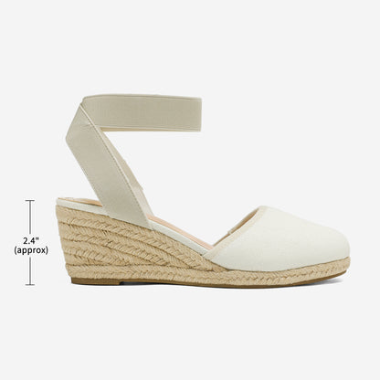 Women's Elastic Ankle Strap Espadrilles Wedge Sandals Closed Toe Platform For Women Ankle Strap Casual Comfortable Wedge Sandals Breathable And Comfortable, Suitable For Spring, Summer And Fall