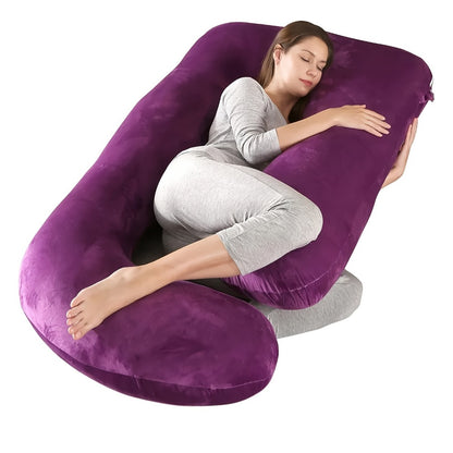 57-Inch J-Shaped Pregnancy Pillow - Breathable Washable Cover