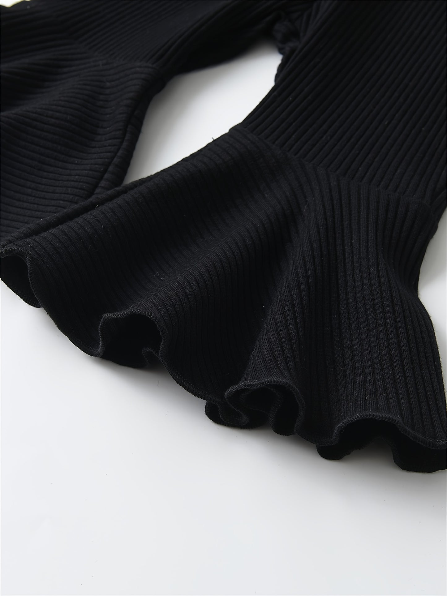 Kukitty Infant Baby Girl 3pcs Solid Color Flare Pants Casual Ribbed Leggings, for Outdoor