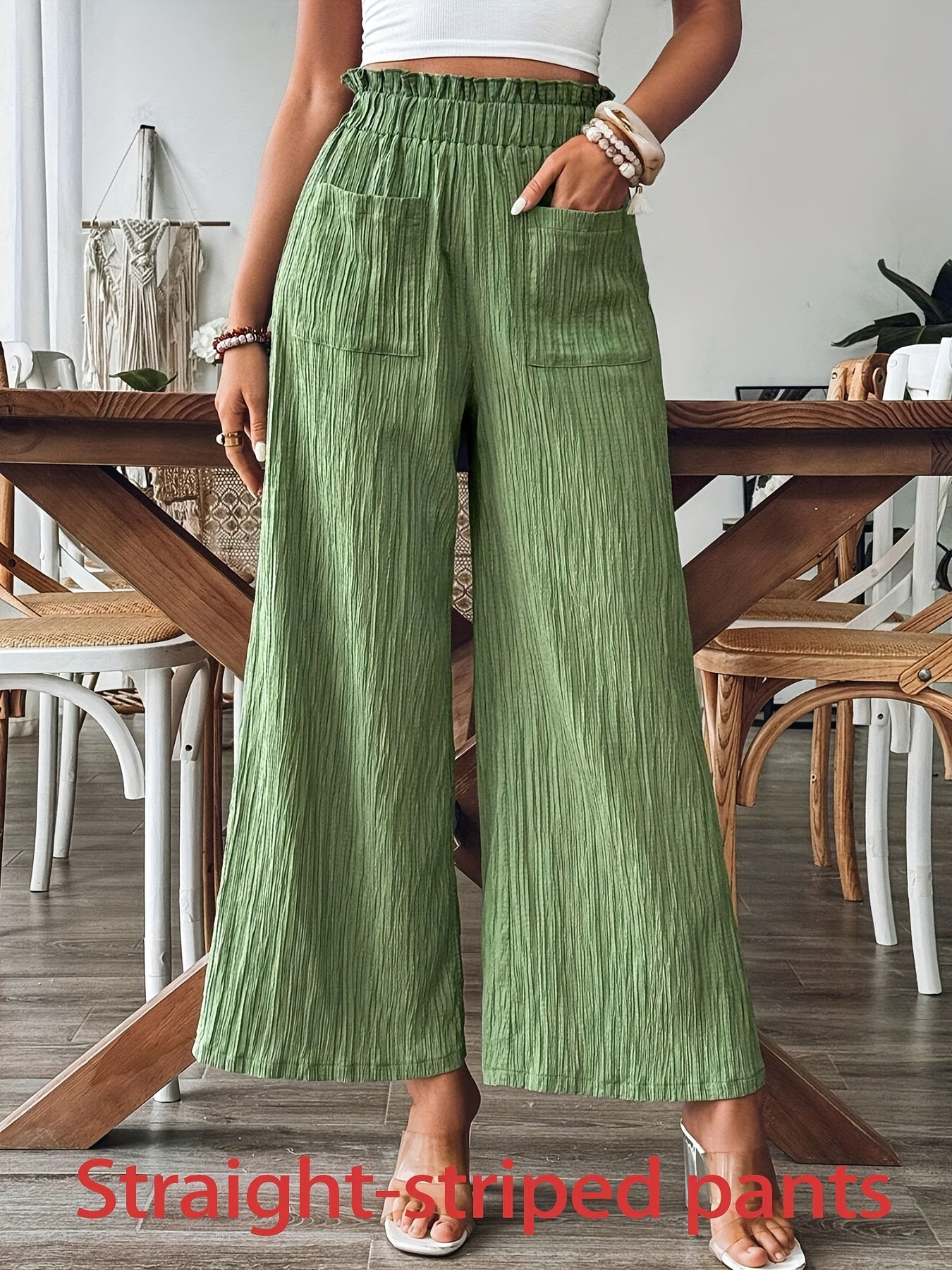 Women'S Home Solid Color Casual Straight Leg Pants for All Seasons. Fashionable And Comfortable