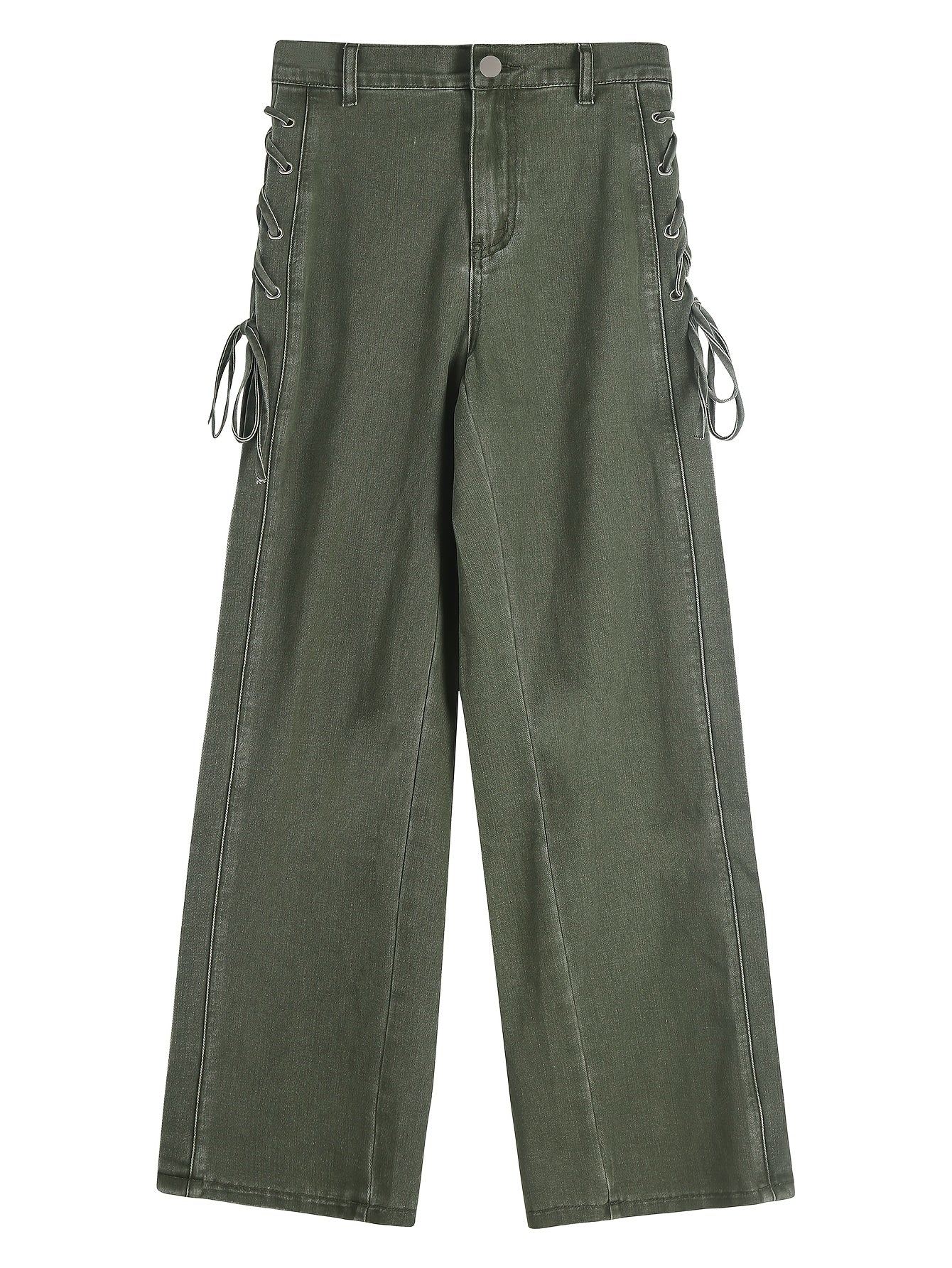 Wide-Leg Straight Jeans for Women Featuring a Side Tie-Up Bow Design, Mid-Rise Relaxed Fit, Ideal for Casual Streetwear, Vacations, Work, And Daily Use, with a Y2K Retro Vibe