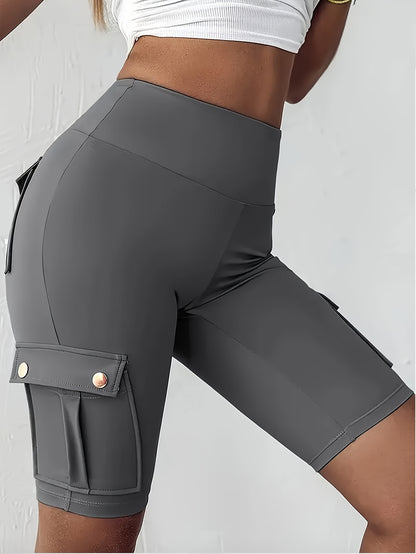 Women's Gray Lace High-Waist Cargo Shorts - product view 4