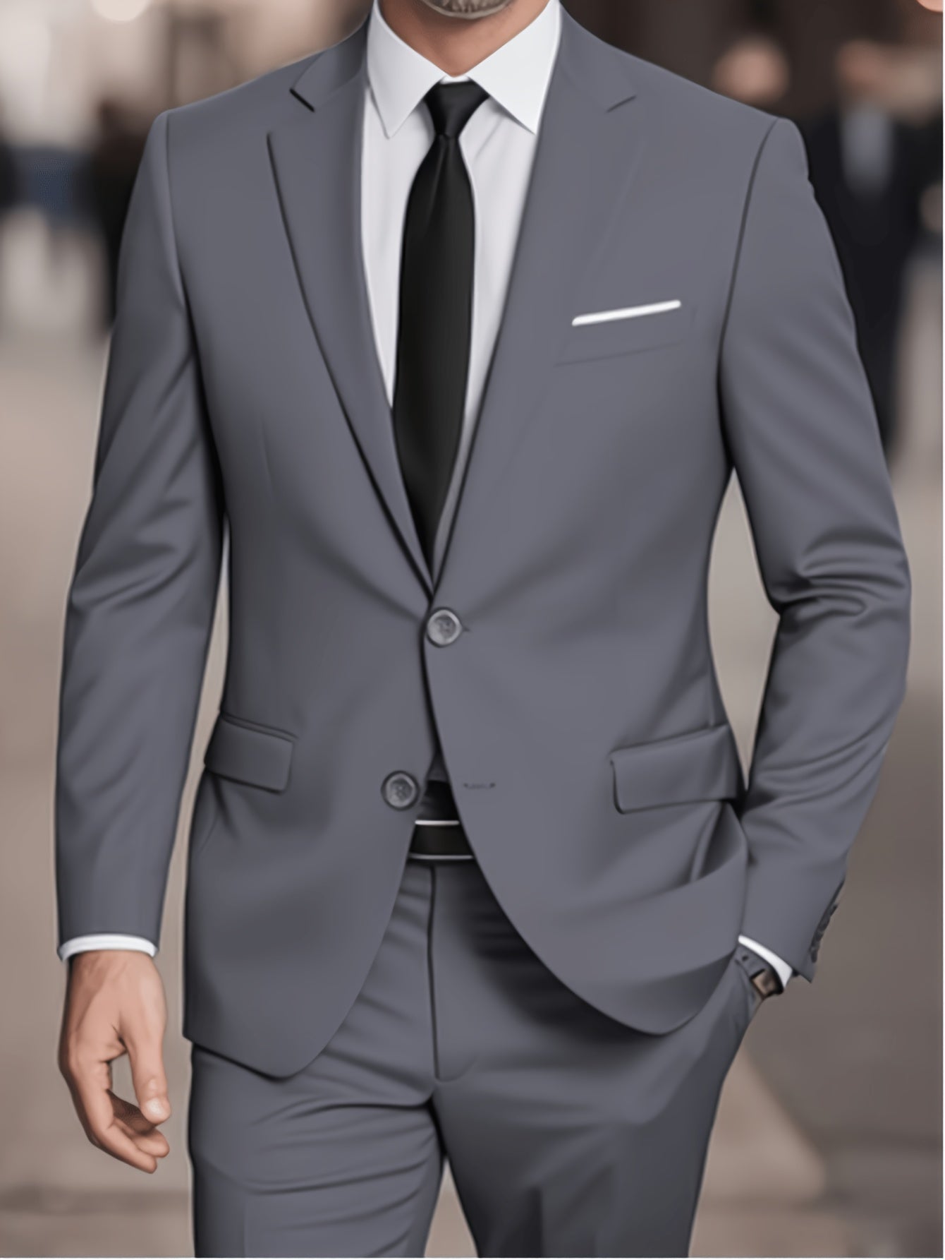 2pcs Men's Suit Fashion Outfit - Jacket, Trousers - Elegant for Business and Casual Wear, Suitable for Banquets and Parties.