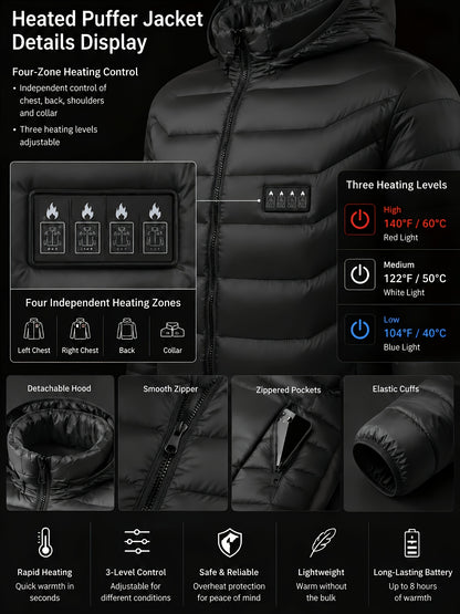 Unisex Heated Pullover Jacket with Pockets, USB Powered (Power Bank Excluded), Perfect for Fall And Winter Outdoor Wear, Halloween Christmas New Year Outfit And Birthday Gift