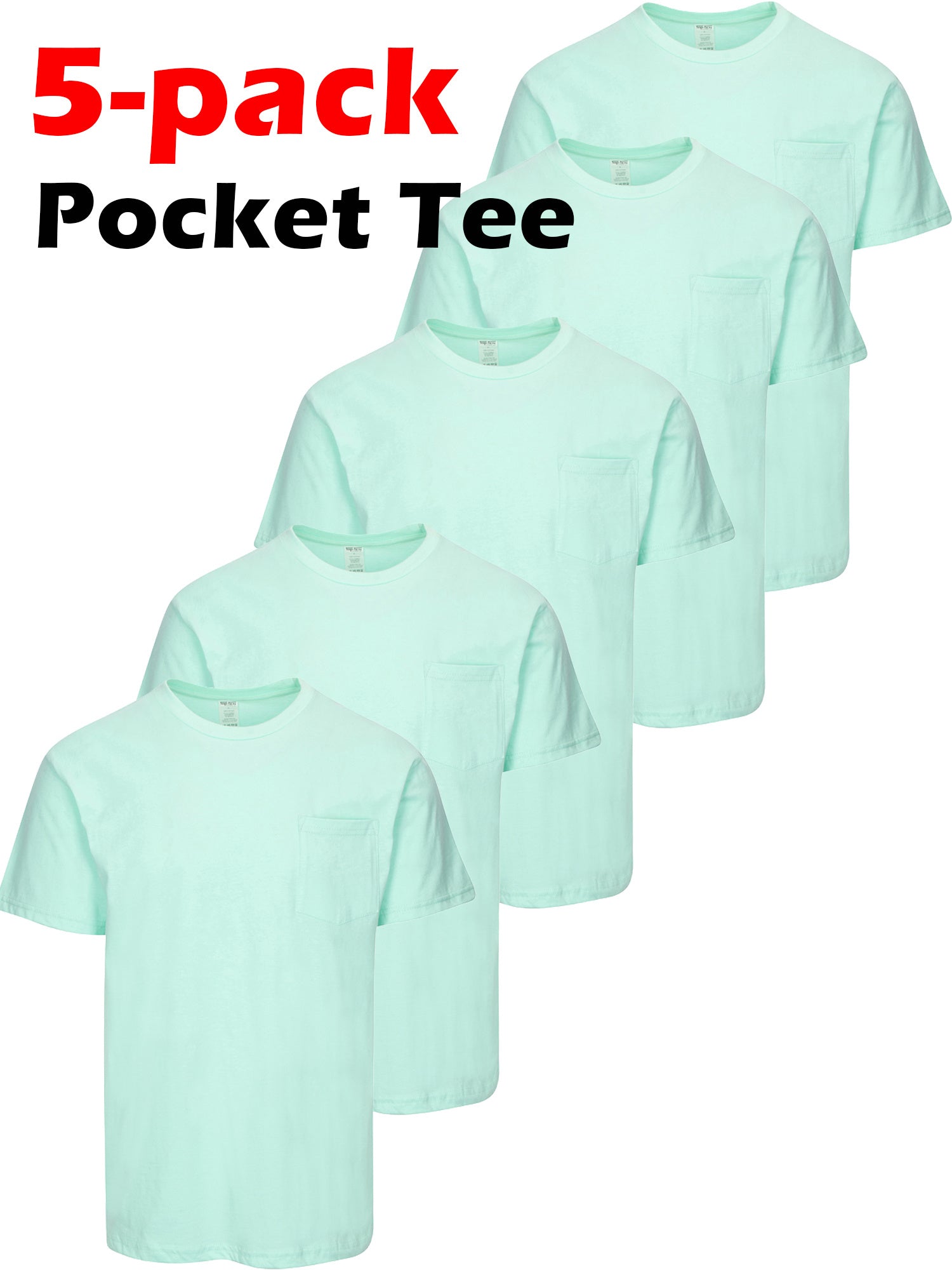 5pcs Men Unisex 100 Cotton Pocket T Shirts Short Sleeve Crew Neck Loose Fit Solid - product view 2