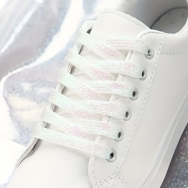 11 Pairs of Shiny Sequin Shoelaces - Fashionable And Avant-Garde Metal Silvery And Golden - Durable Flat Shoelaces, Suitable for Sports Shoes And Running