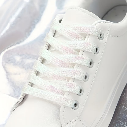 11 Pairs of Shiny Sequin Shoelaces - Fashionable And Avant-Garde Metal Silvery And Golden - Durable Flat Shoelaces, Suitable for Sports Shoes And Running