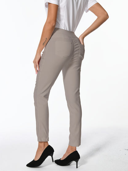 Women's High Waist Dress Pants Stretchy Straight Leg Slim Fit Work Slacks with 5 Pockets, Elegant Office & Casual Wear