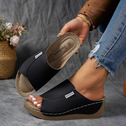 Lady Elegant Comfort Arch Support Sandals - Lady Solid Color Sandals - Breathable, Soft Sole, Fashionable, Versatile, Daily Wear, Casual Terrace, Elegant, Lightweight Summer Fashion Heeled Sandals