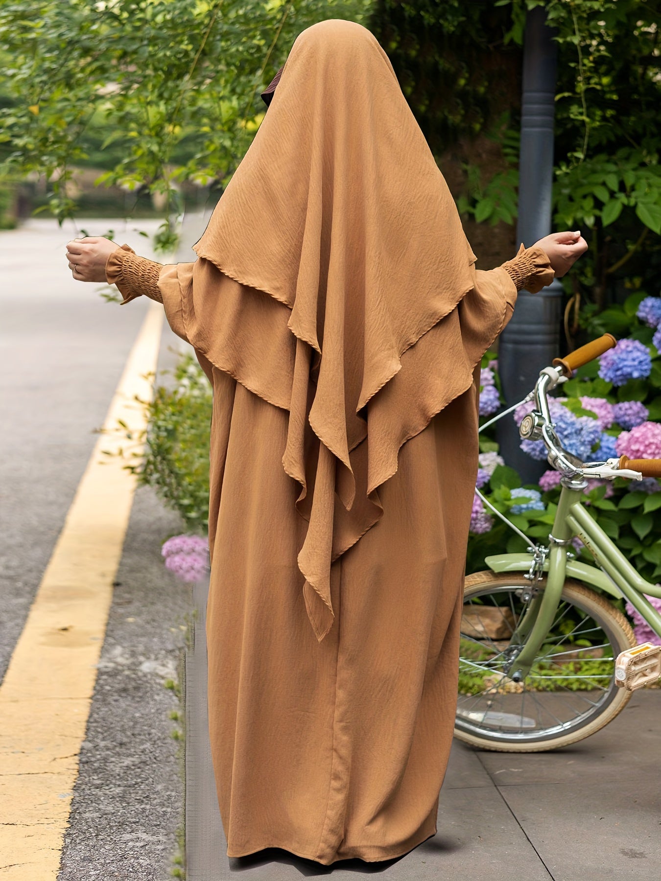 Khimar+abaya 2pcs Set Umrah Rida Set Player Abaya Set with Pockets