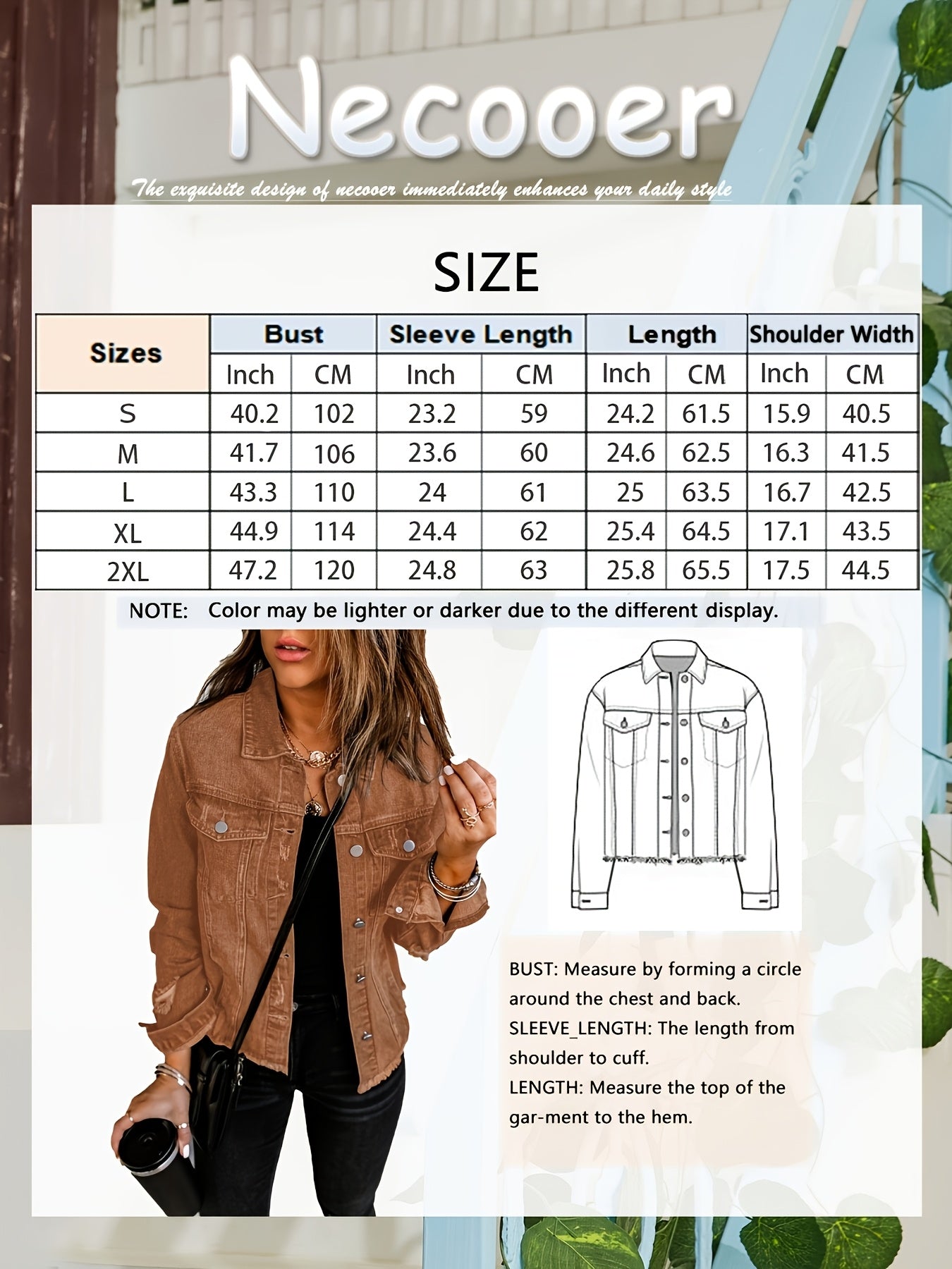 Women's Ripped Washed Button-Up Denim Jacket Coat with Pockets, Casual Classic Distressed Denim Outerwear TZ001