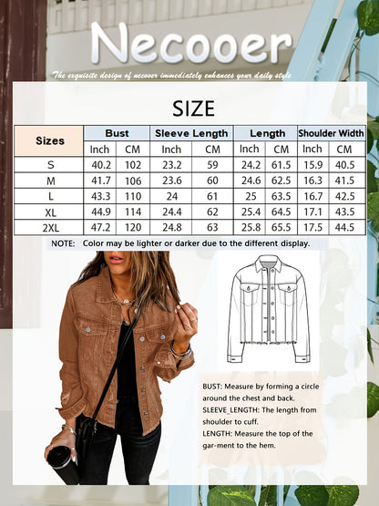 Women's Ripped Washed Button-Up Denim Jacket Coat with Pockets, Casual Classic Distressed Denim Outerwear TZ001