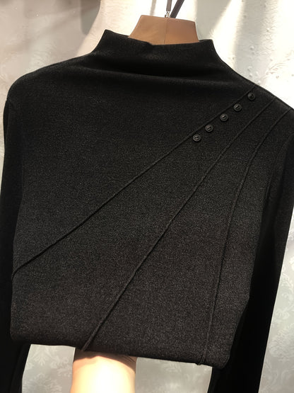 2024 Autumn/Winter New Half High Collar Double Sided Velvet Bottom Shirt for Women, Tailored And Versatile, Fashionable And Stylish Mid Neck T-shirt, Warm Top