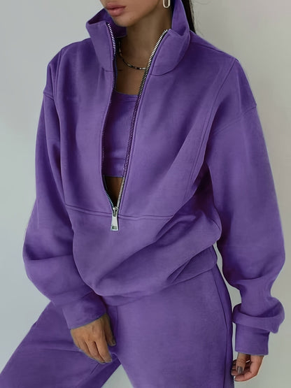 Women'S Two-Piece Set, Fleece Sweatshirt, Sporty Street Casual Fashion Set for Women