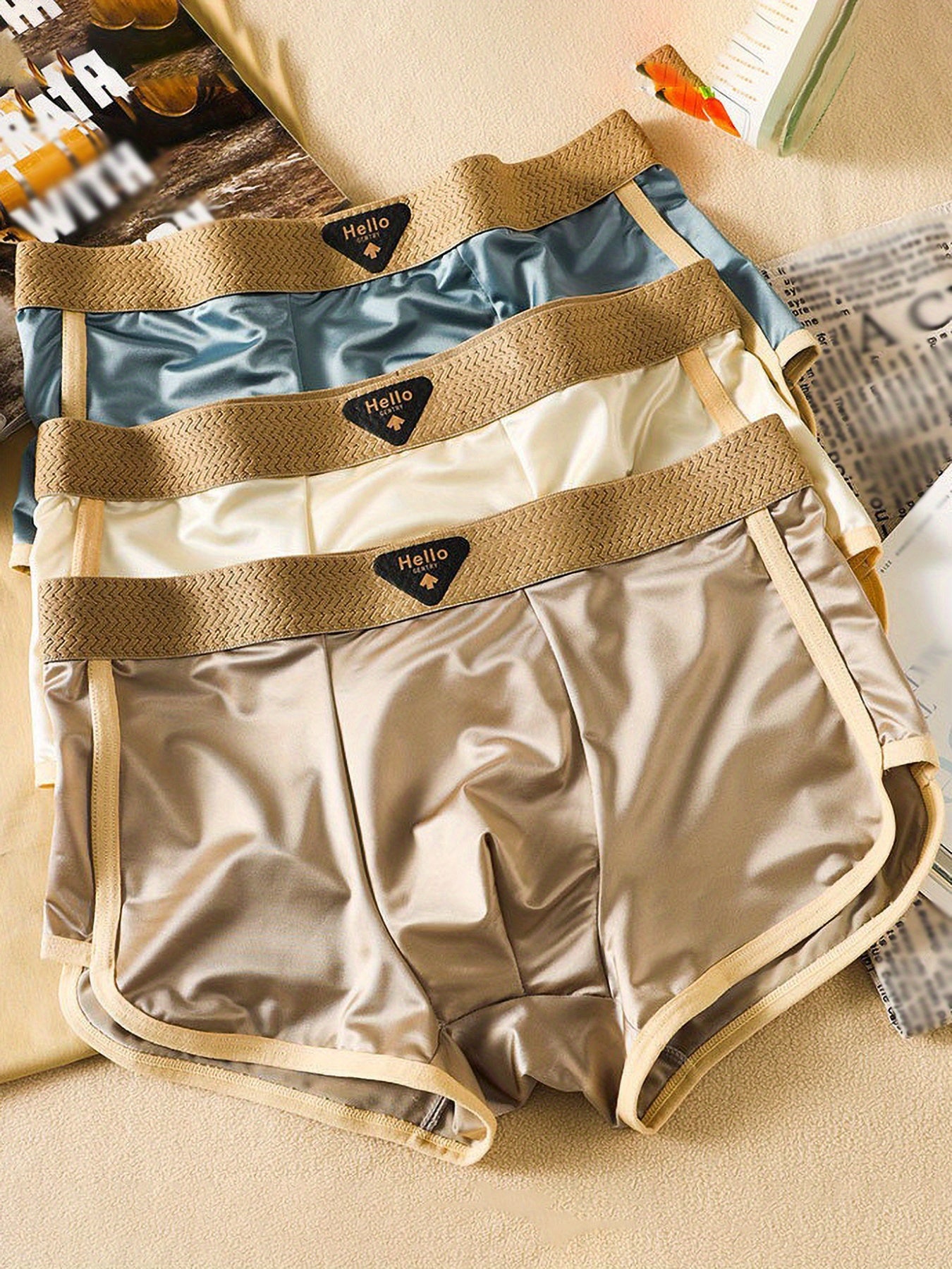 4pcs Men's Boxer Briefs- Ice Silky Cooling Underwear Breathable Quick-Dry Moisture-Wicking Boxer Shorts for Men Luxury Soft Comfort Underwear