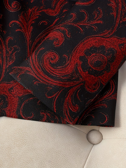 Urban Elegance Paisley Pattern Printed And Stain Stitching Blazer
