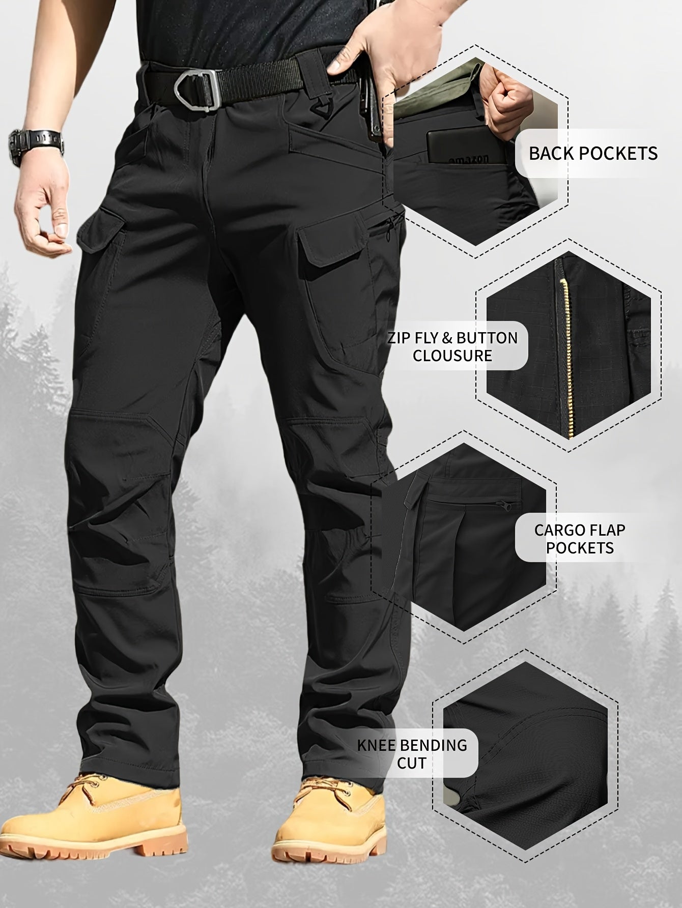 4 Pairs of Men's Lightweight Work Pants - Durable, Breathable And Quick-Drying, with Multiple Pockets, All-Season Straight-Leg Pants Suitable for Outdoor Adventures And Construction, Hiking Pants - Perfect Birthday/ Anniversary Gifts