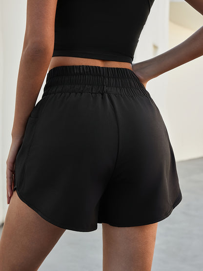 Women's Quick-Dry Shorts with Mesh Pockets, Breathable Polyester-Spandex Blend, Adjustable Drawstring Waist, Comfortable Elastic Waistband - Mint Green, Perfect for Casual Wear
