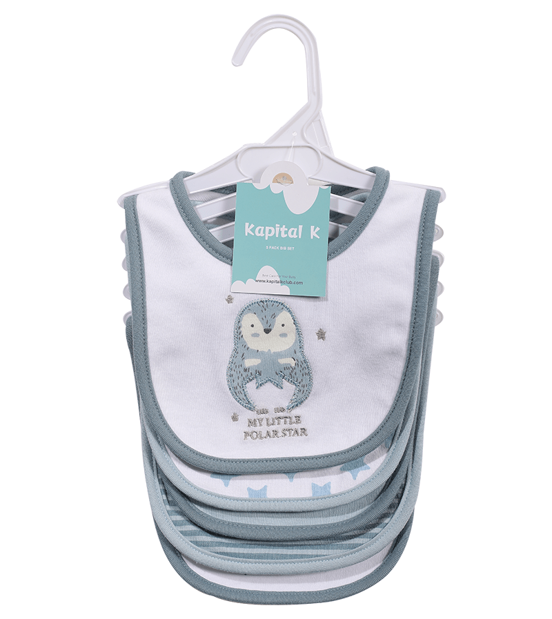 5-Pack Baby Bibs with Adjustable Snaps - Cute Cartoon Embroidery, Unisex Design for Boys & Girls - Perfect for Mealtime Messes