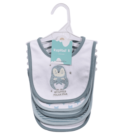 5-Pack Baby Bibs with Adjustable Snaps - Cute Cartoon Embroidery, Unisex Design for Boys & Girls - Perfect for Mealtime Messes