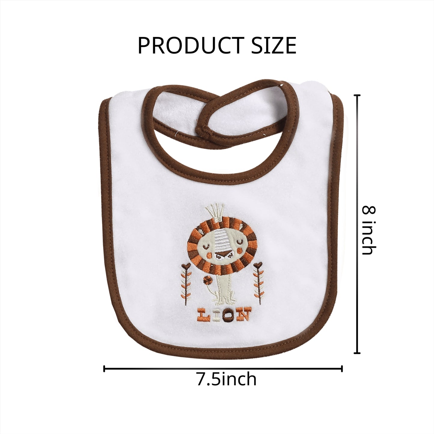 5-Pack Baby Bibs with Adjustable Snaps - Cute Cartoon Embroidery, Unisex Design for Boys & Girls - Perfect for Mealtime Messes
