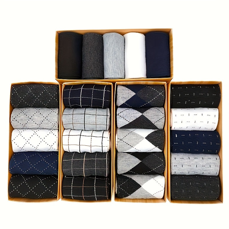 5 Pairs Simple Men'S Business Socks Breathable Anti-Odor Comfortable Men'S Compression Socks