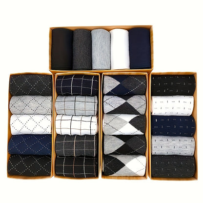5 Pairs Simple Men'S Business Socks Breathable Anti-Odor Comfortable Men'S Compression Socks