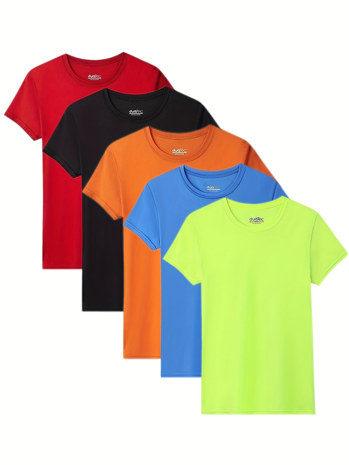 5pcs Women's Quick Dry Crew Neck Short Sleeve T-Shirt, Moisture Wicking, 50+, Size S-2XL, Activewear Essentials, Travel Apparel, Versatile Tee, Minimalist Style, Breathable Fabric, Moisture Wicking Fabric, Women's Tshirt, Multipack Shirts, Fitness