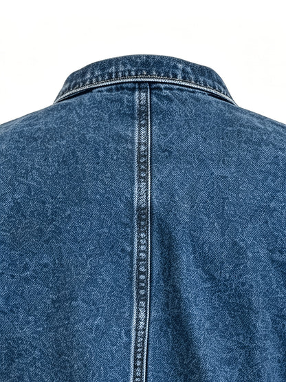 Women's Autumn/ Winter New Arrival Casual Stand Collar Patchwork Double-Breasted Slim-Fit Denim Jacket