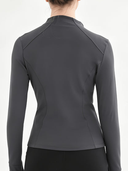 Workout Jackets for Women Full Zip Up Cropped Athletic Long Sleeve Lightweight Slim Fit Running Tops with Pockets