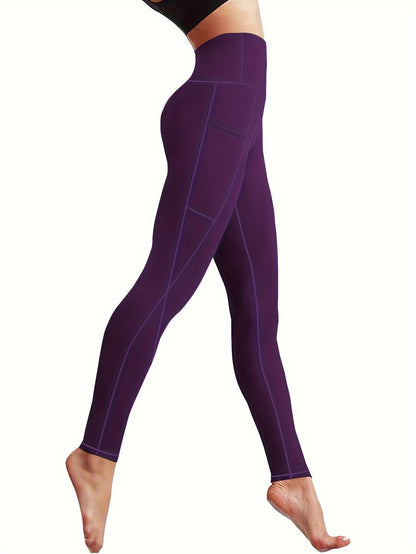 230g Women's Leggings Set of 3 High Waist Breathable with Pockets Compression Tights Multi-Color Suitable for All Seasons Daily Sports Fitness Yoga Shapewear