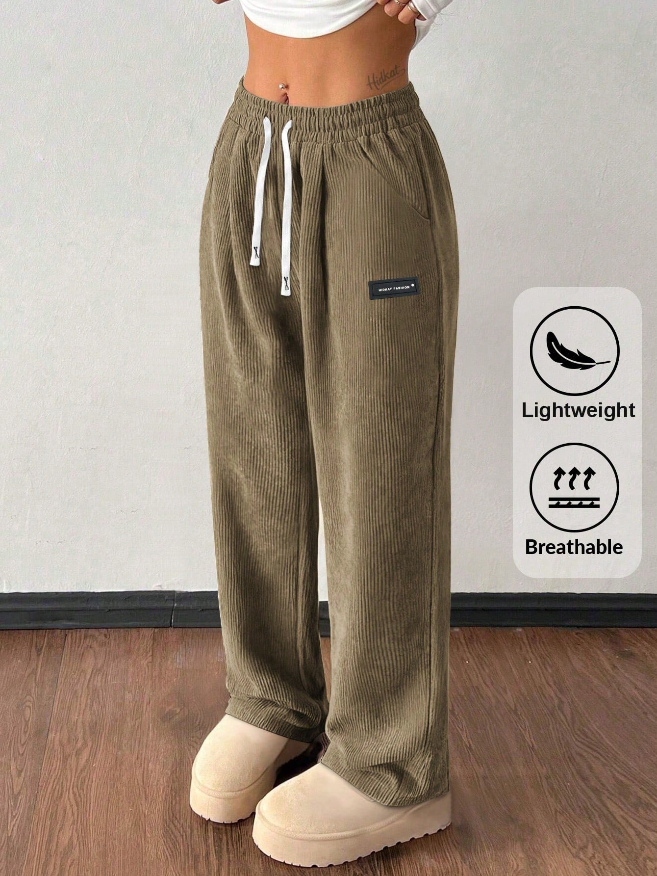 Women's Khaki Polyester Pants - product view 18