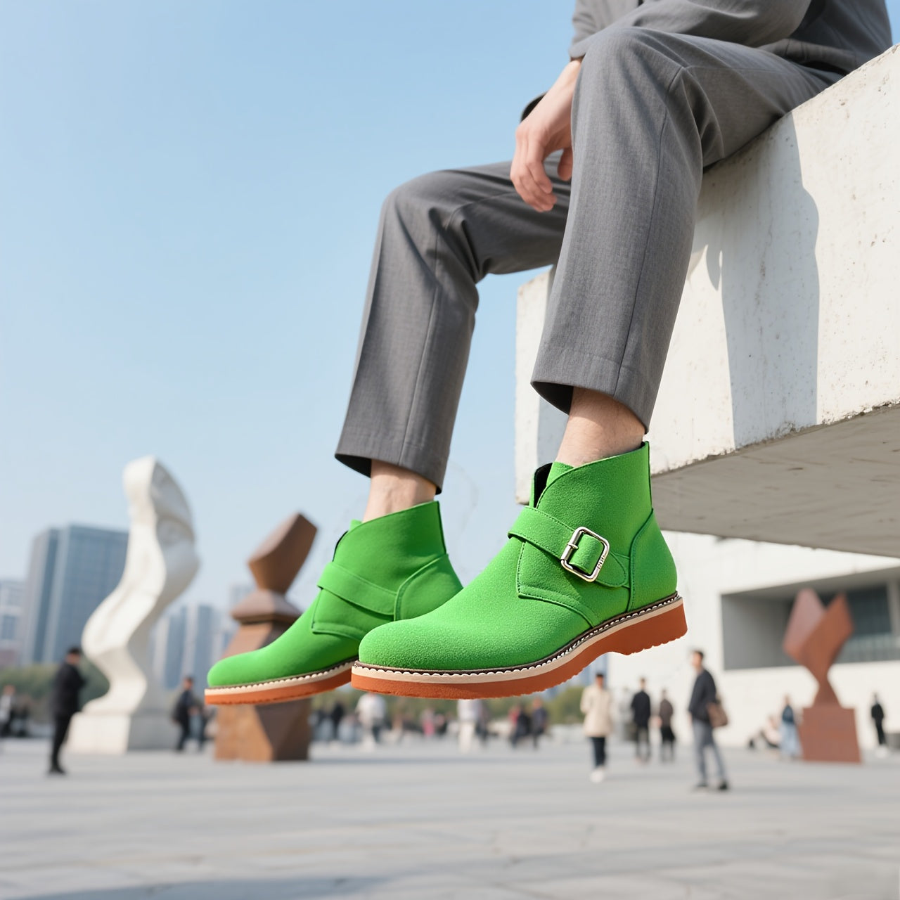 Men's Chukka Boots Casual Hiking Boot for Men with Fashion Buckles