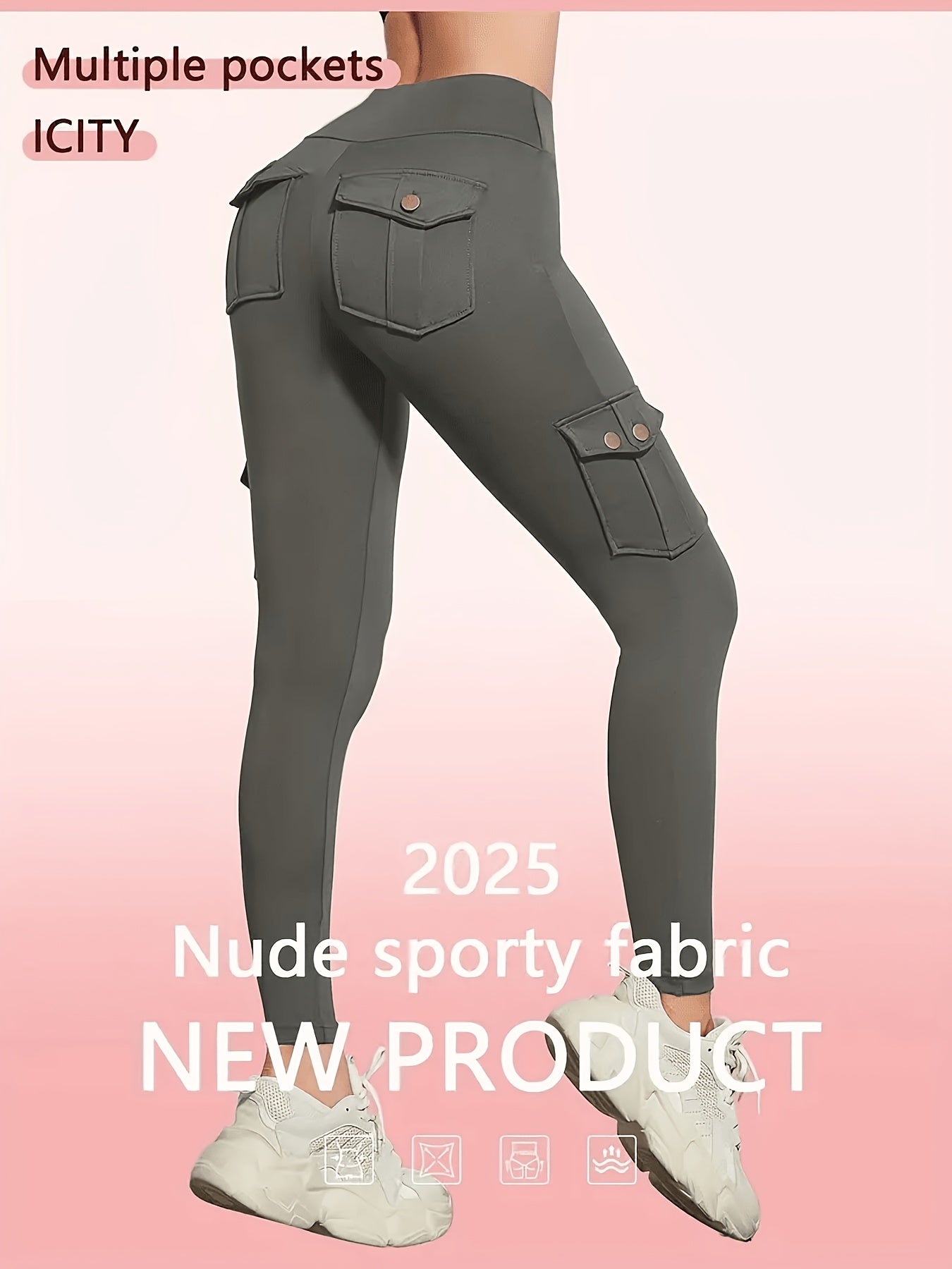 One-piece - Four-season Style Women'S Fashionable Work Pants With Pockets, Flares The Hips And Slims The Figure. Suitable For, Outdoor Leisure. Multi-pocket Ankle-length Pants, Casual Women'S Wear, Summer Women'S Wear. Available In Five Colors