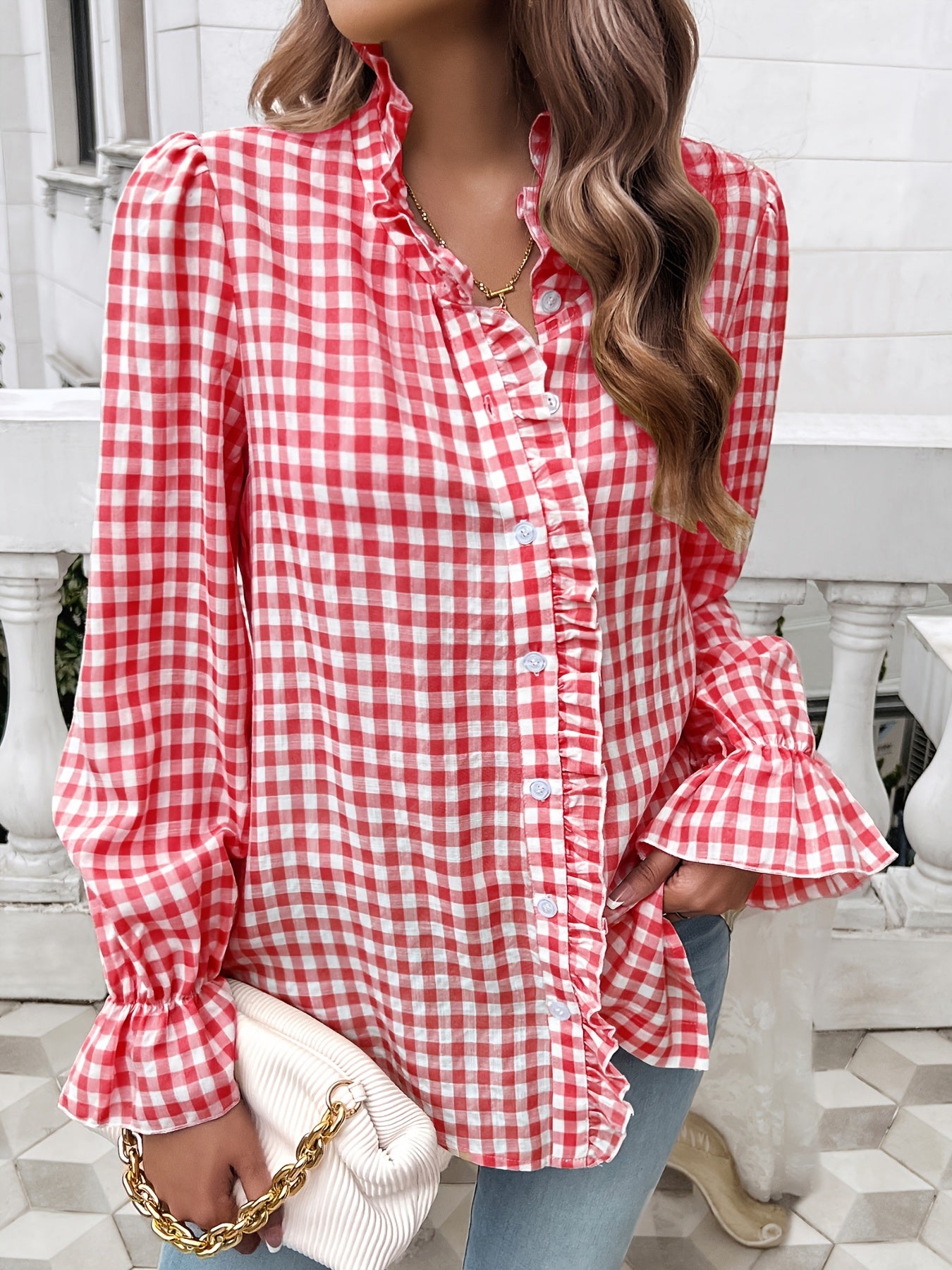 Women's Fall-Winter 2024 Professional Business Temperament Top French Contrast Button- Shirt