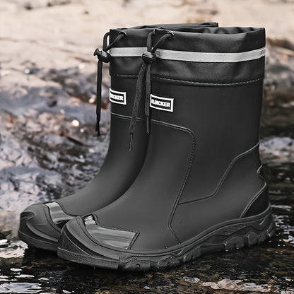 MUXLKINA Stylish Rain Boots| Men's and Women's Ankle Boots- Full Size Range, All Seasons, Lightweight and Comfortable, Perfect for Casual Attire, Outdoors, Rainy Days, Muddy Grounds, Music Festivals, Camping. Easy to Clean| Slip-on, Women Shoes