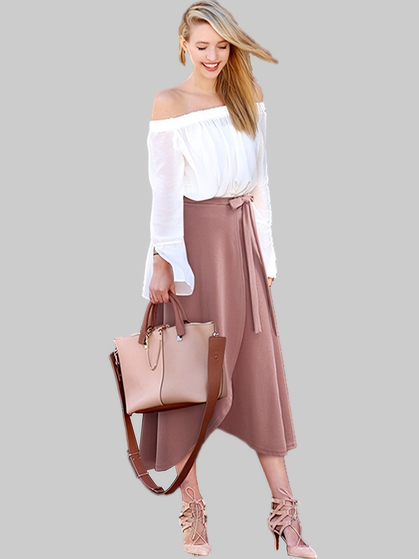 Women's Autumn New High-Waist Irregular Split Skirt with Lining, Mid-Length 2-in-1 Tie Dress