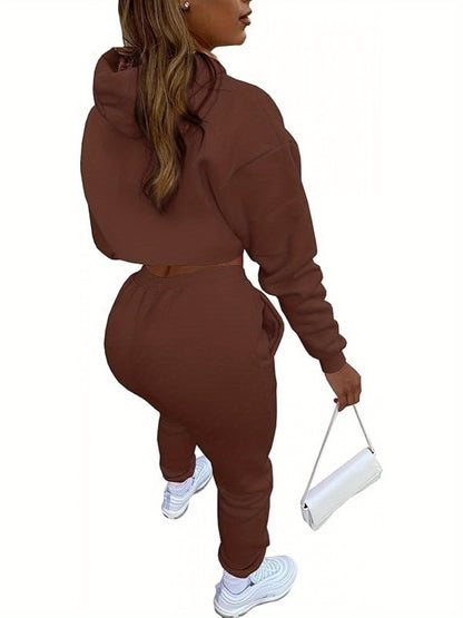 Women'S 3pcs Sweatsuits Sets Sexy Super Cropped Hoodie Tank Top And High Waisted Jogger Sweatpants Matching Loungewear Athleisure Outfits