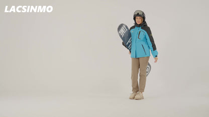 Winter Jacket for Women - Women's Ski Snowboard Jacket Thermal Fleece High Quality Insulated Snow Jacket Casual Work Jacket Outdoor Sports Coat Windbreaker Parka 4 Pockets Camping Snow Jacket Windproof Hood Warm Winter Hiking Fleece Lined Jacket