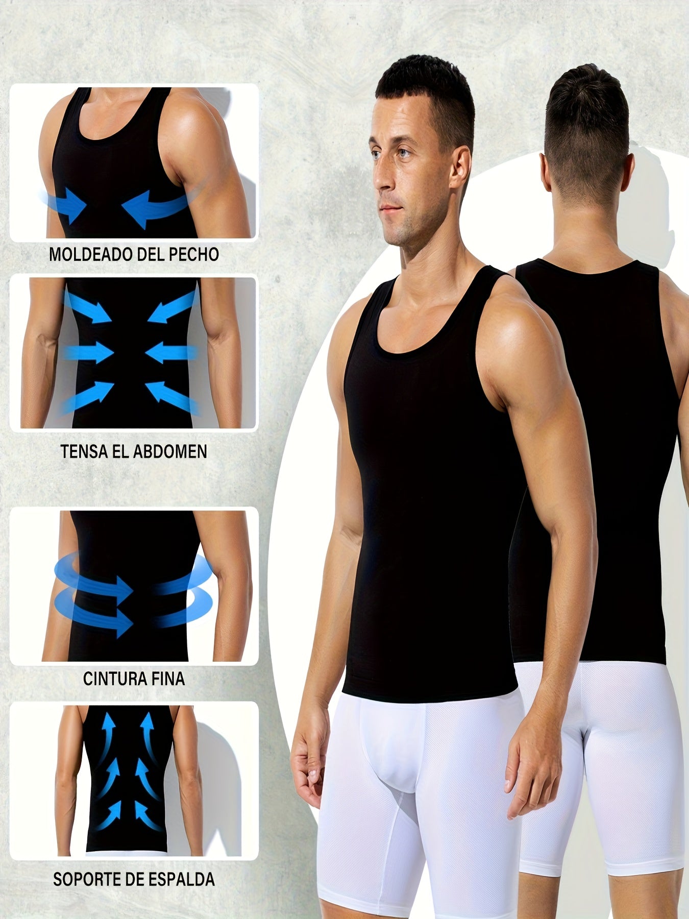 5-Pack Men'S Compression Shirts - Tummy Control Waist Trainer Vest, Sleeveless Body Shaper with Neoprene Filler, Medium Stretch Athletic Base Layer for Workout & Casual Wear, Ruched Design for Enhanced Support, All-Season Slimming Shapewear, Waist Trainer