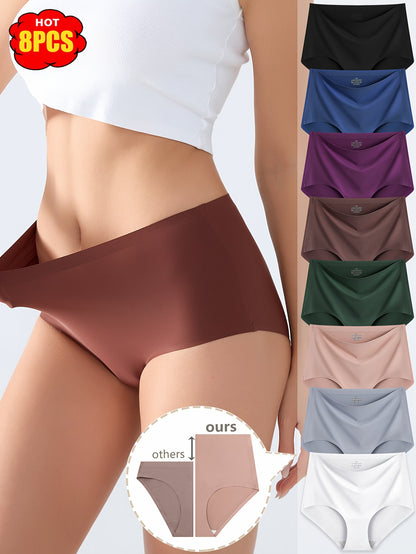 8pcs Set Of High Waisted Seamless Underwear, Fashionable, Elegant, Soft, Comfortable And Breathable Underwear, Suitable for Daily Commuting, Women's Underwear And Underwear