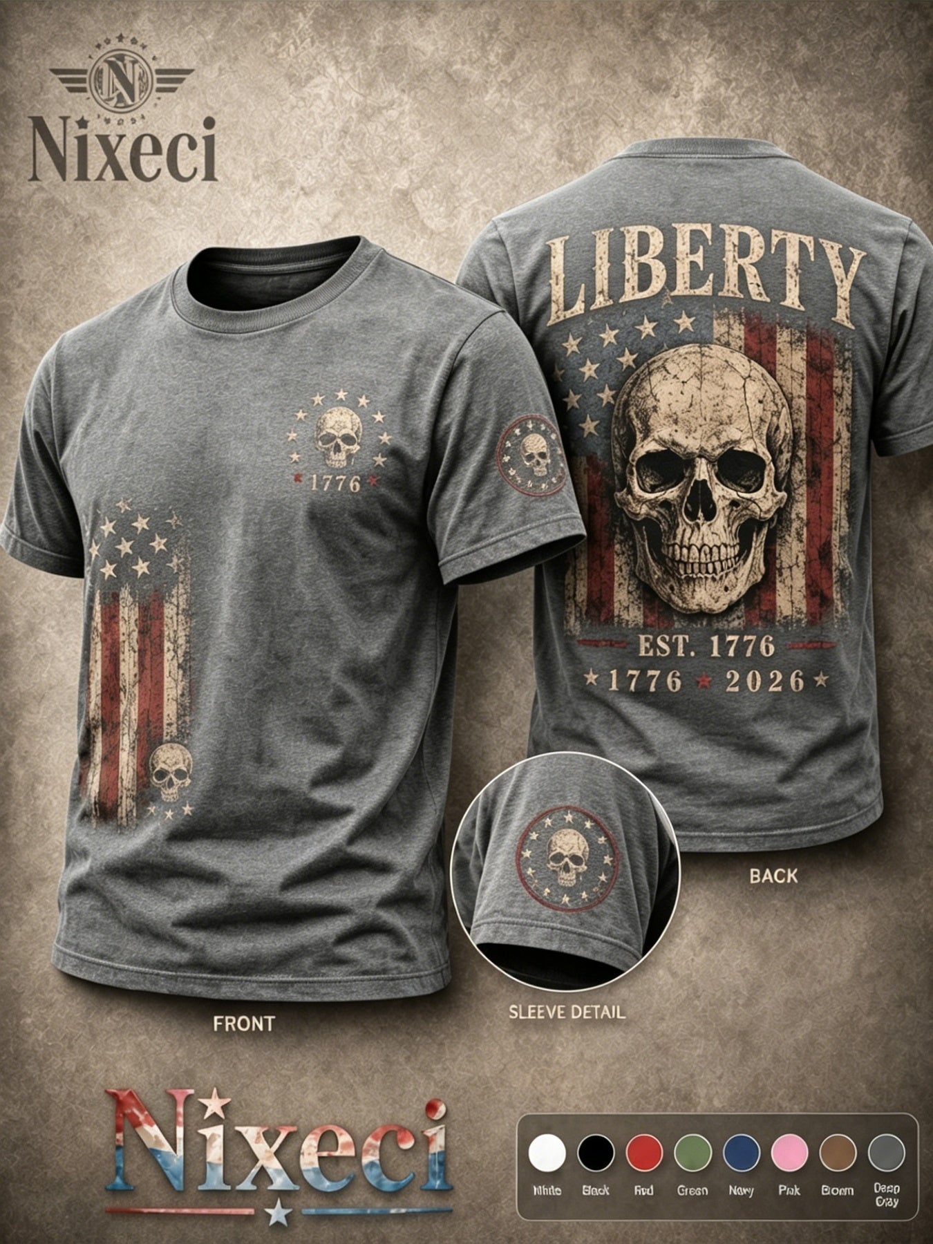 Grey Cotton Printed T-Shirt - product view 12
